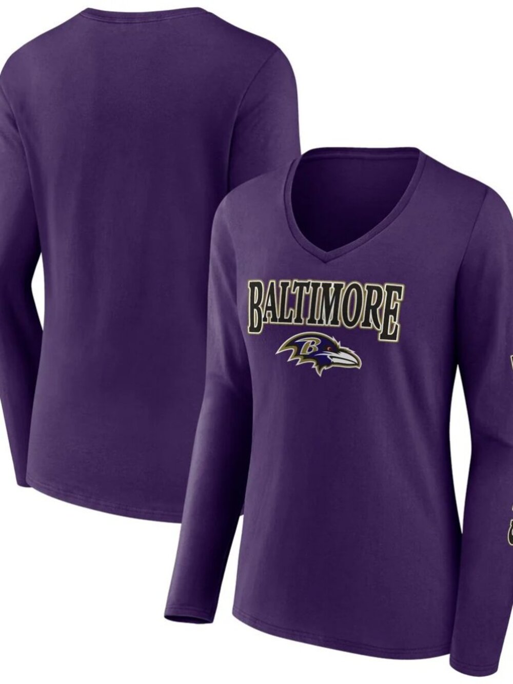 Purple Baltimore Ravens Wordmark Long Sleeve V-Neck T-Shirt